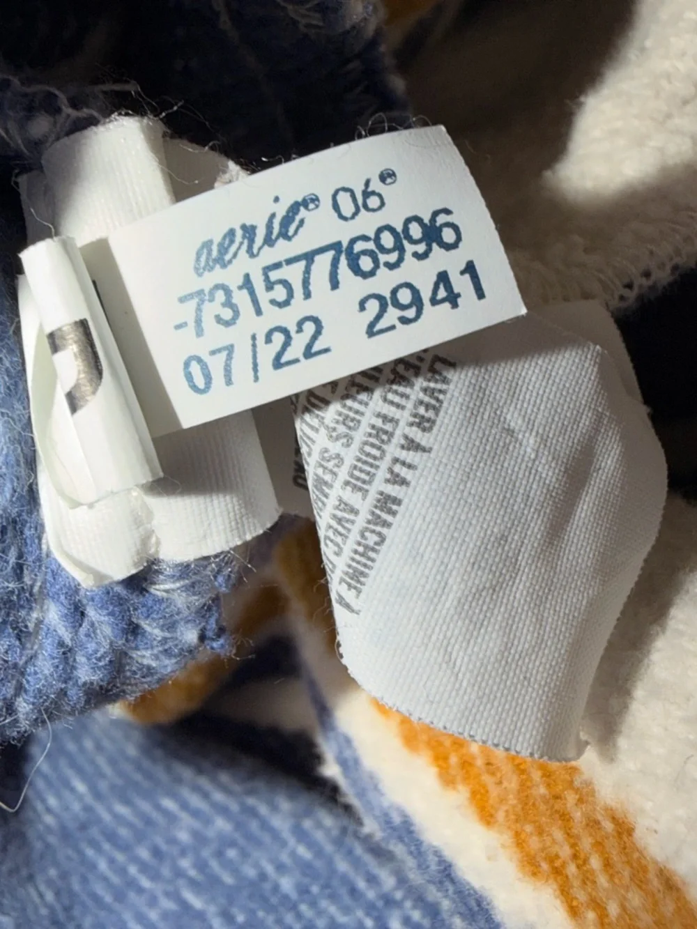 Aerie Oversized Flannel Shacket Jacket Cream Blue Stripe Cotton Size M - Picture 11 of 13